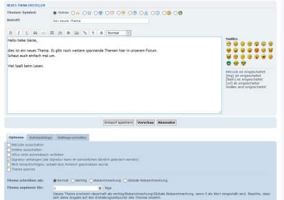 Screenshot: Beitragseditor